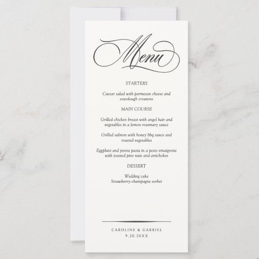 Formal Elegant Script Wedding Menu (正面)