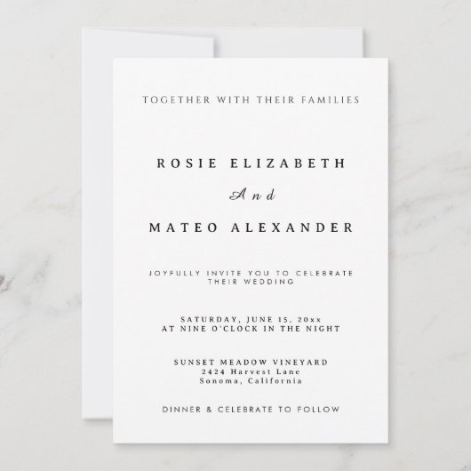 Formal Evening With Unique And Elegant Wedding 招待状 (裏面)