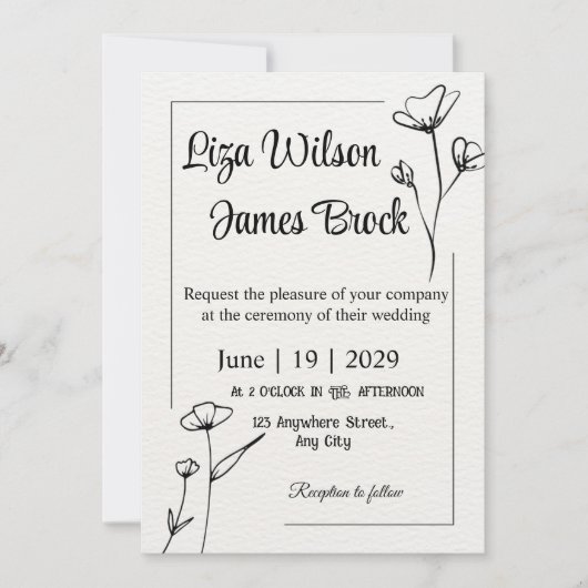 Formal Floral Crest Monogram Wedding Invitation 招待状 (正面)