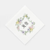 Formal Floral Monogram Crest Wedding スタンダードランチョンナプキン (角)