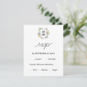 Formal Floral Monogram Crest Wedding 出欠カード (スタンド正面)
