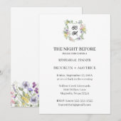 Formal Floral Monogram Crest Wedding 招待状 (正面/裏面)