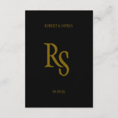 Formal Gold Black Tie Wedding Information  招待状 (裏面)