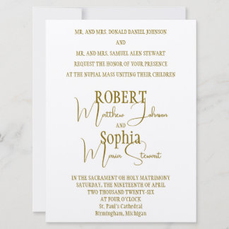 Formal Gold Black Tie Wedding Invitation 招待状