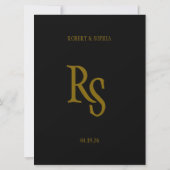 Formal Gold Black Tie Wedding Invitation 招待状 (裏面)