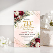 Formal Gold Floral Seventieth Birthday Invitation 招待状