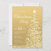 Formal Gold Winter Christmas Tree Holiday Party  招待状 (正面)