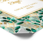 Formal Hunter Green Gold Greenery Custom Sign ポスター (角)