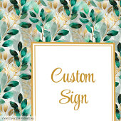 Formal Hunter Green Gold Greenery Custom Sign ポスター