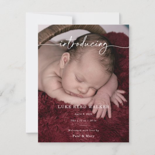 Formal Introducing Photo Baby Announcement Card (正面)