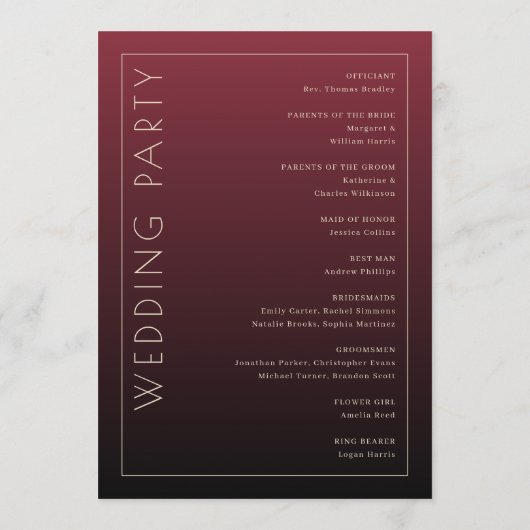 Formal Maroon Ceremony Program プログラム (裏面)