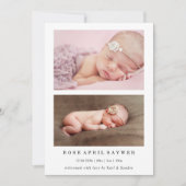 Formal Minimal Photo Baby Birth Announcement Card 招待状 (正面)
