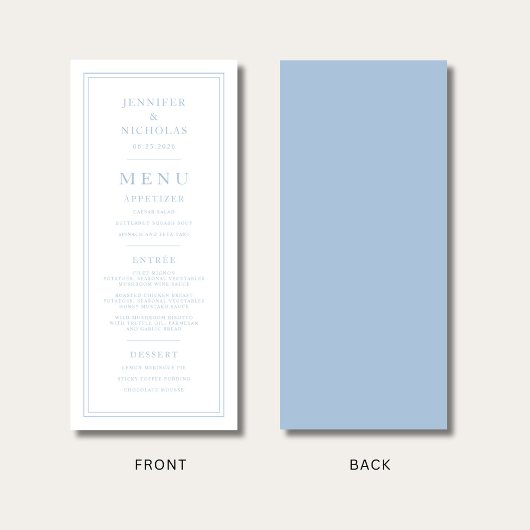 Formal Minimal Powder Blue Wedding メニュー