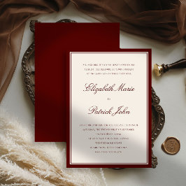 Formal Modern Classic Deep Burgundy Frame Wedding 招待状