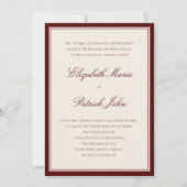 Formal Modern Classic Deep Burgundy Frame Wedding 招待状 (正面)