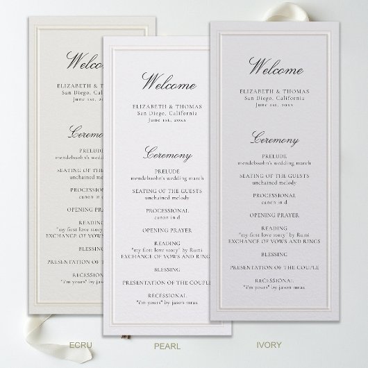 Formal Modern Classic Ecru Frame Wedding Program