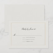 Formal Modern Classic Elevated Ecru Sm Wedding 出欠カード (正面/裏面)