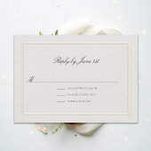 Formal Modern Classic Elevated Ecru Wedding RSVP