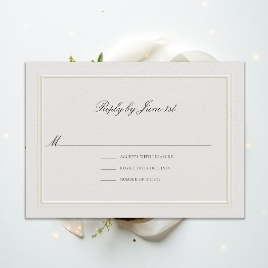 Formal Modern Classic Elevated Ecru Wedding RSVP