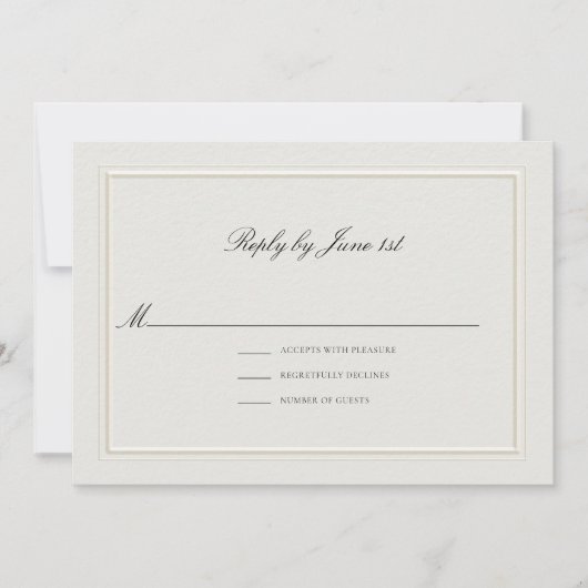 Formal Modern Classic Elevated Ecru Wedding RSVP (正面)