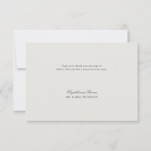 Formal Modern Classic Elevated Frame Ecru Wedding サンキューカード (裏面)