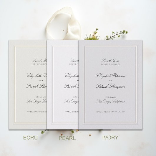 Formal Modern Classic Elevated Frame Ecru Wedding セーブザデート