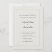 Formal Modern Classic Elevated Frame Ecru Wedding 招待状 (正面)