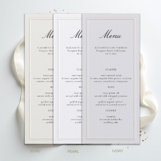 Formal Modern Classic Elevated Frame Ivory Wedding メニュー