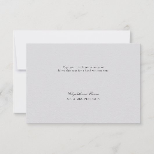 Formal Modern Classic Elevated Gold Ivory Wedding サンキューカード (裏面)