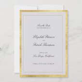 Formal Modern Classic Elevated Gold Ivory Wedding セーブザデート (正面)