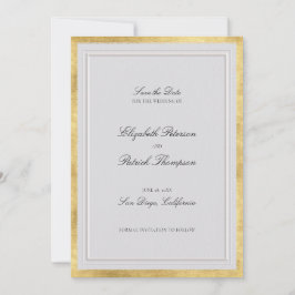 Formal Modern Classic Elevated Gold Ivory Wedding セーブザデート