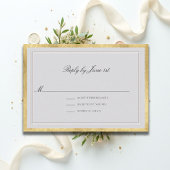 Formal Modern Classic Elevated Ivory Gold Wedding 出欠カード