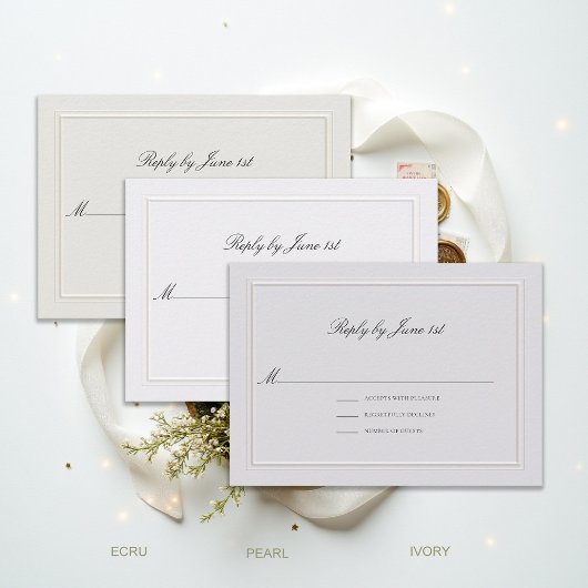Formal Modern Classic Elevated Ivory Wedding RSVP
