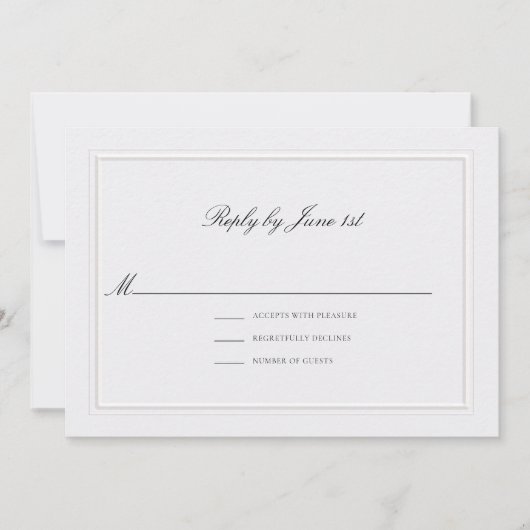 Formal Modern Classic Elevated Pearl Wedding RSVP (正面)