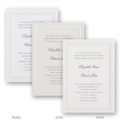 Formal Modern Classic Thick & Thin Pearl Wedding 招待状