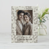 Formal Modern Floral Wedding Thank You Card Gray サンキューカード (スタンド正面)