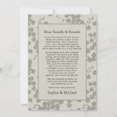 Formal Modern Floral Wedding Thank You Card Gray サンキューカード (裏面)