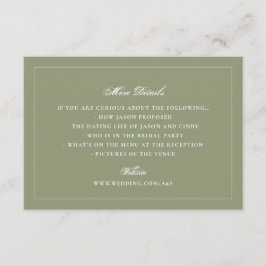 Formal Moss Green Wedding Website Details エンクロージャーカード