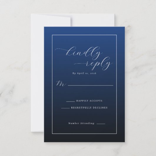 Formal Navy Blue RSVP Card (正面)