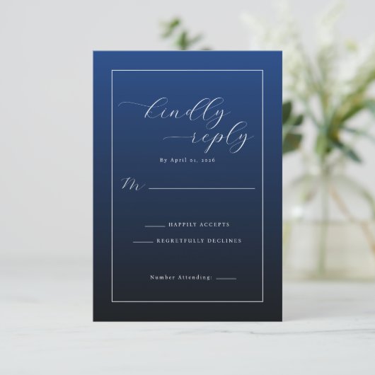 Formal Navy Blue RSVP Card (スタンド正面)