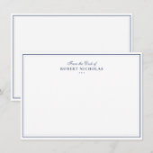 Formal Navy blue Script Two Border Stationery ノートカード (正面/裏面)