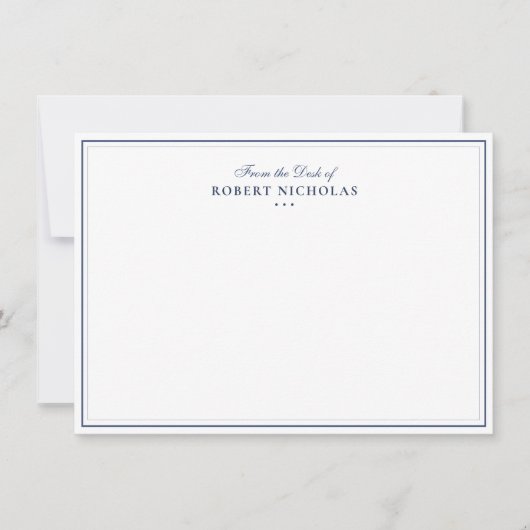 Formal Navy blue Script Two Border Stationery ノートカード (正面)