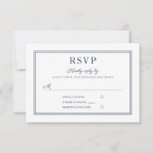 Formal Navy Blue Script Wedding RSVP Card (正面)