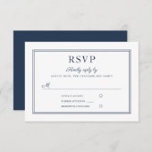 Formal Navy Blue Script Wedding RSVP Card (正面/裏面)