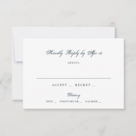 Formal Navy Blue White Classic Elegant Wedding 出欠カード