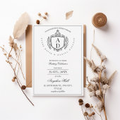 Formal Ornate Crest Monogram Wedding Invitation 招待状