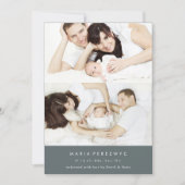 Formal Photo Gray Baby Birth Announcement Card 招待状 (正面)