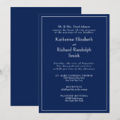 Formal Sapphire Blue Wedding Bride Parents  招待状 (正面/裏面)