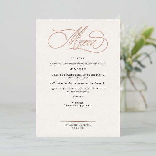 Formal Script Calligraphy Wedding Menu 箔招待状 (立ち正面)