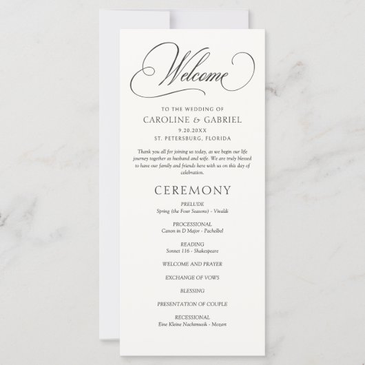 Formal Script Calligraphy Wedding Program (正面)